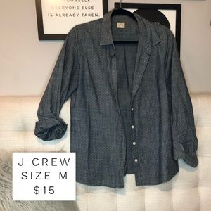 J. Crew polka dot chambray button down